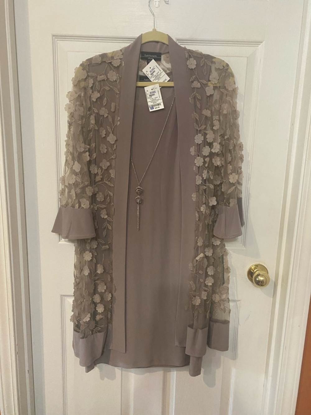 Embroidered Floral Sheer Duster in Taupe